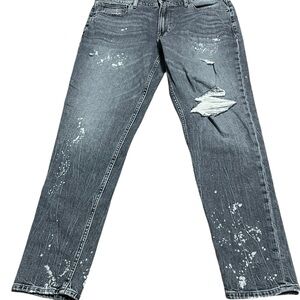 Hudson Zack Skinny Destroyed Paint Spatter Blue Jeans Size 36